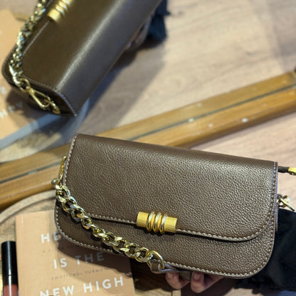 Chain-Accent Shoulder Bag