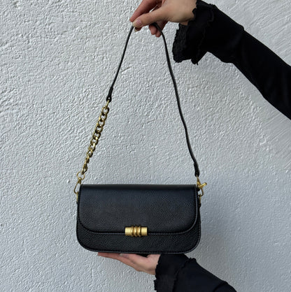 Chain-Accent Shoulder Bag