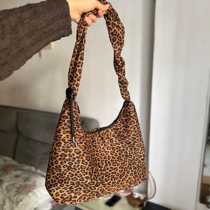 Leopard Suede Hobo Bag