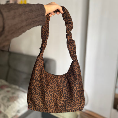 Leopard Suede Hobo Bag