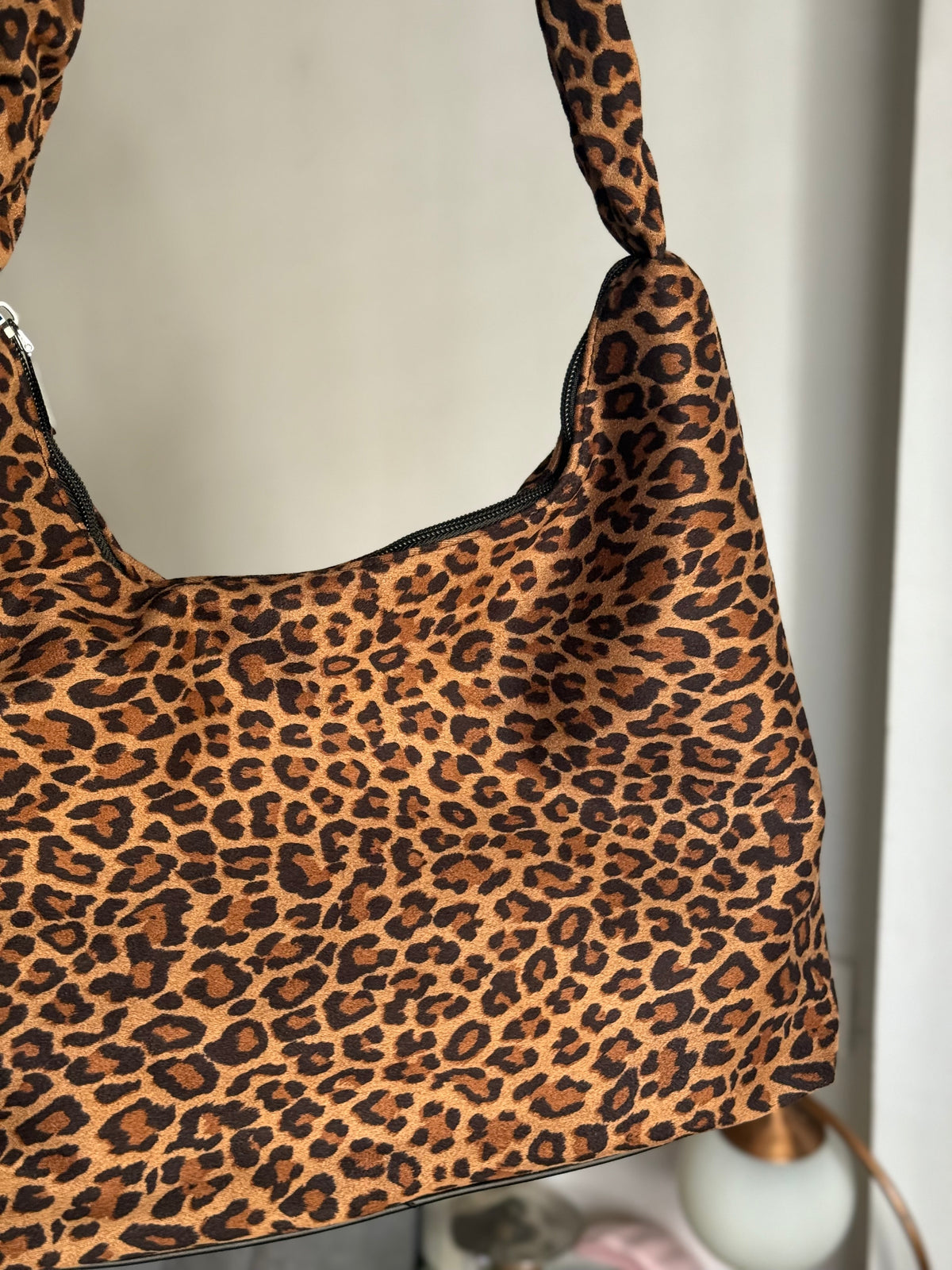 Leopard Suede Hobo Bag