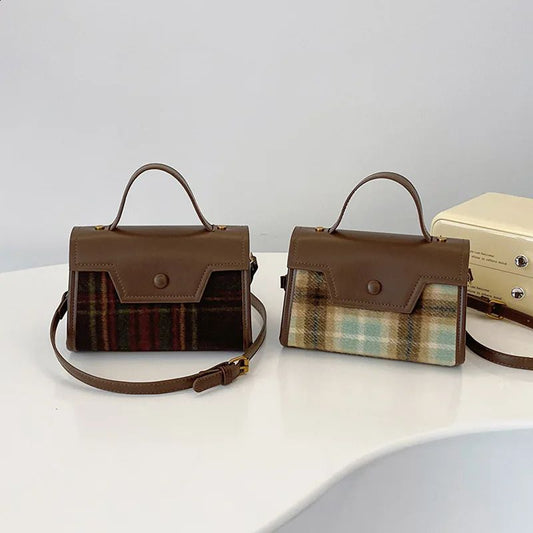 Chic Plaid Shoulder Bag Y2k Aesthetic Streetwear Fashion Handbags Women Crossbody Bags Myntra Handbags Winter Bags