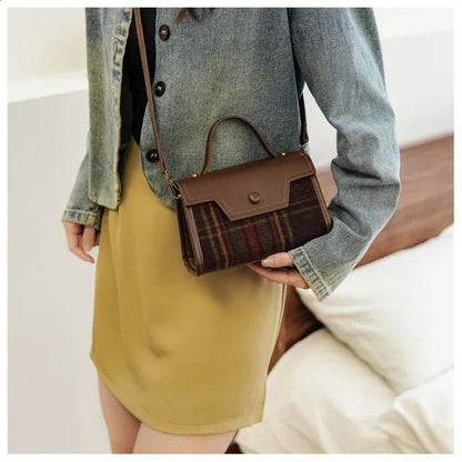 Chic Plaid Shoulder Bag Y2k Aesthetic Streetwear Fashion Handbags Women Crossbody Bags Myntra Handbags Winter Bags