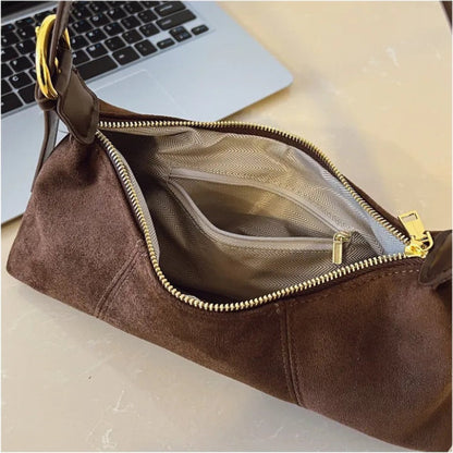 Faux Suede Shoulder Bag