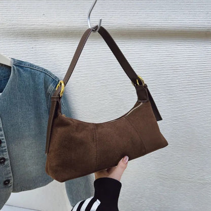 Faux Suede Shoulder Bag