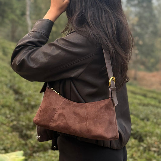 Faux Suede Shoulder Bag