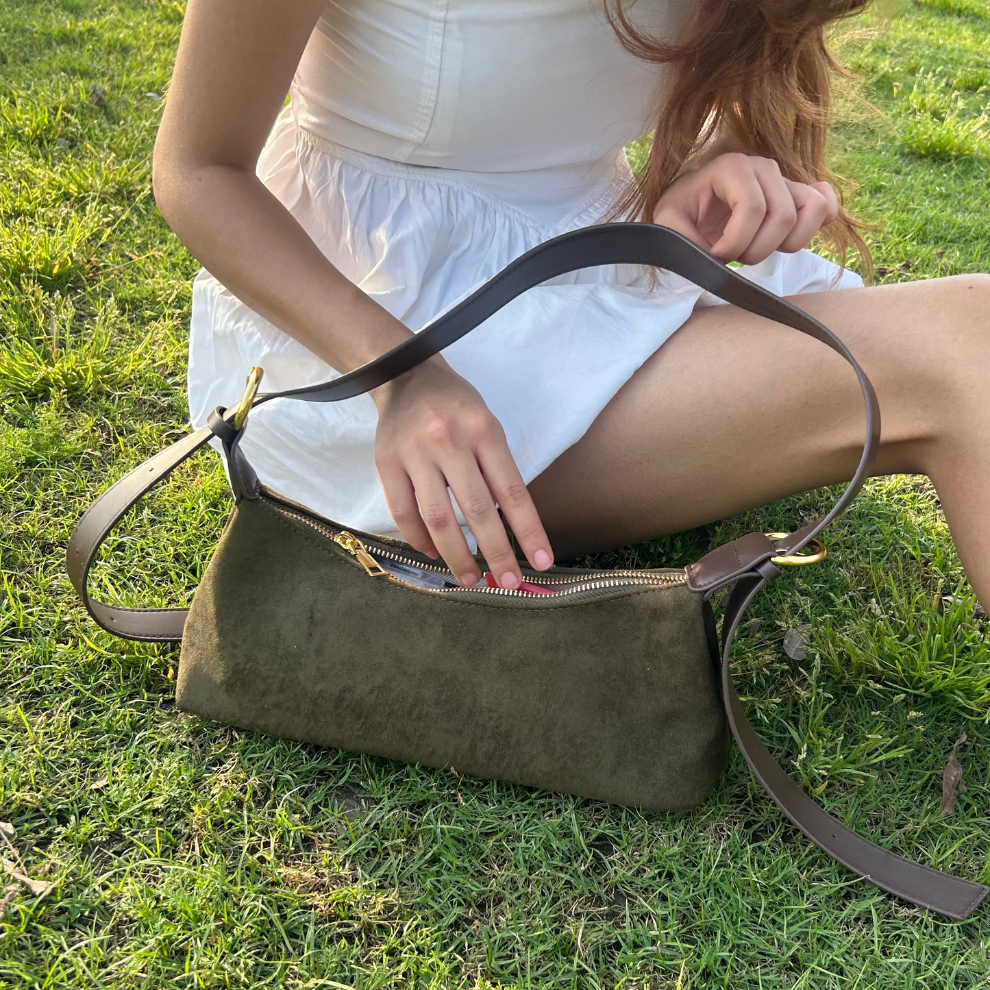 Faux Suede Shoulder Bag
